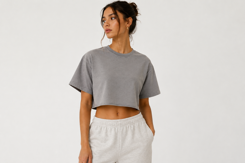 Ventra Snow-Washed Raw Edge Crop Top