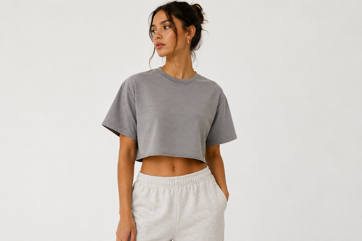 Ventra Snow-Washed Raw Edge Crop Top