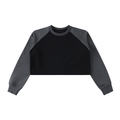 Black cropped sweatshirt with 'MOD & HOLY' text on a white background