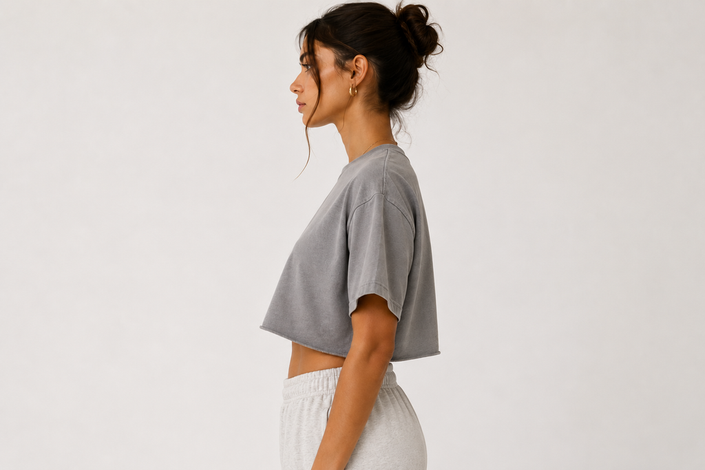 Ventra Snow-Washed Raw Edge Crop Top