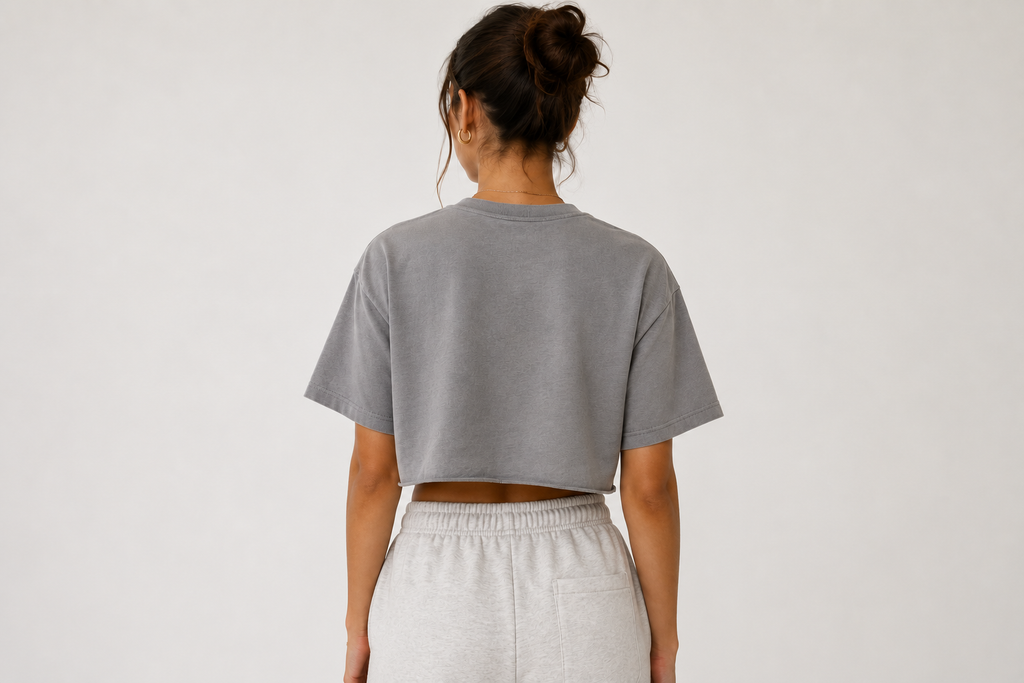 Ventra Snow-Washed Raw Edge Crop Top