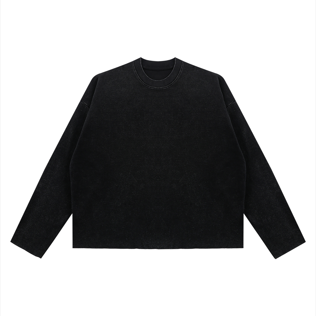 Unisex Vintage Wash Boxy  Waffle Raw Edge T-Shirt