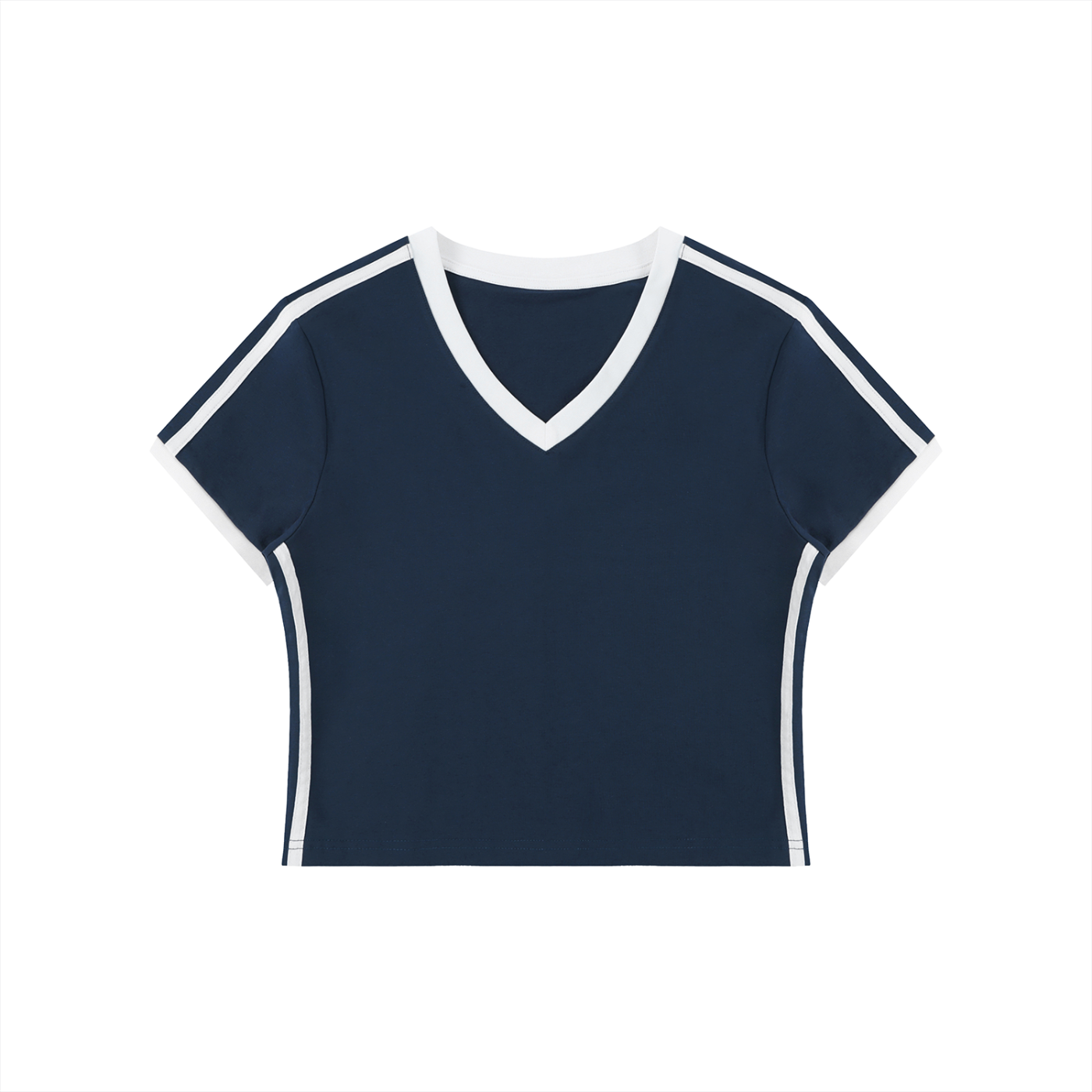 Ventra Retro Binding V-Neck Crop T-Shirt